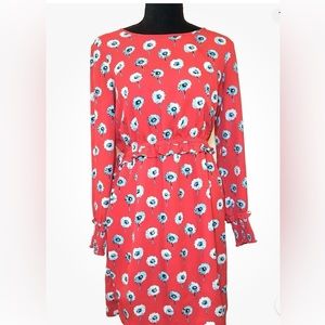 J. Crew Women’s Red Floral Dress Size 4 Long Sleeves